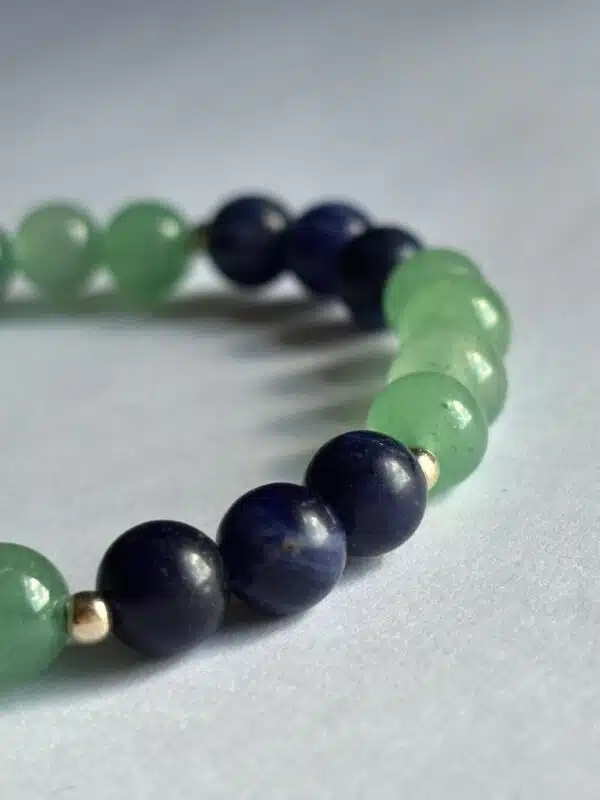 Bracelet confiance en sodalite et aventurine verte pour développer le courage.